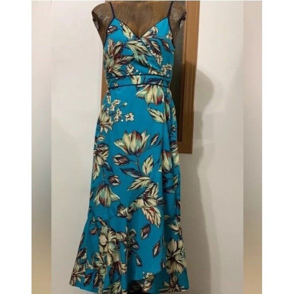 Band of the Free Floral Wrap Dress Women’s Small Blue Boho Flowy